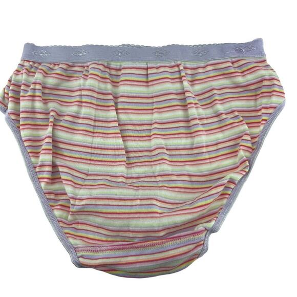 Vintage Delicates Panty colorful Stripe Hi Leg Cotton Bikini Womens Size Small - Picture 4 of 5
